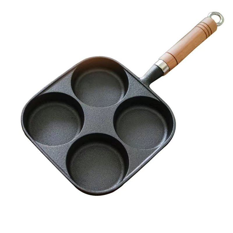 Deeper four-hole cast iron non-stick frying pan