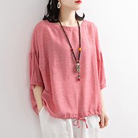 여성 리넨 캐주얼 티셔츠