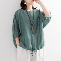 여성 리넨 캐주얼 티셔츠