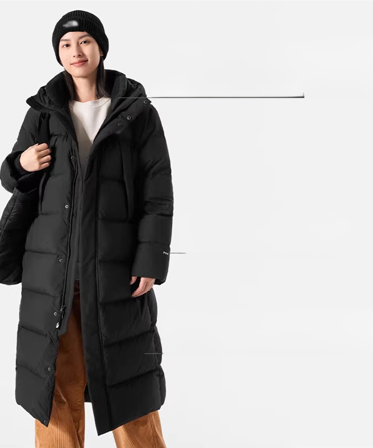 背負いストラップ付きロングダウンコート