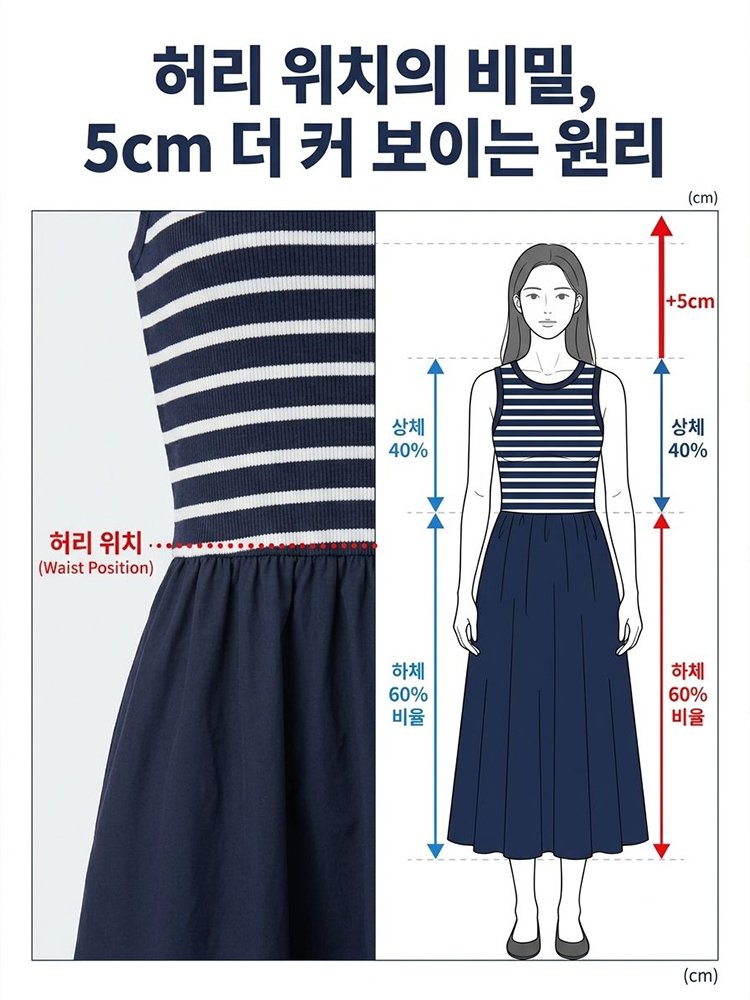 투톤 배색 민소매 롱 원피스
