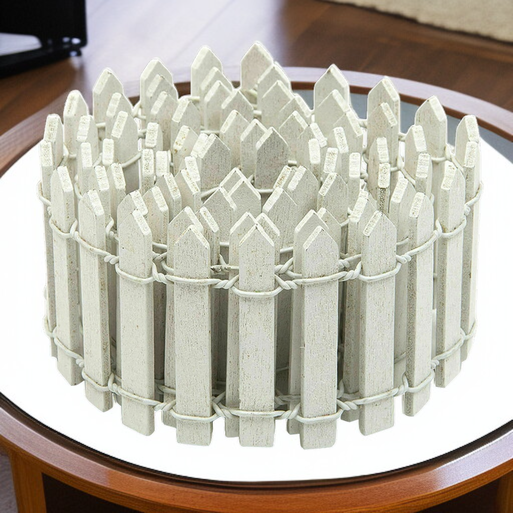 木製フェンス、フェンス、フェンス、白いミニフェンス、小さなフェンス、マイクロランドスケープオーナメント、多肉植物の小さなオーナメント