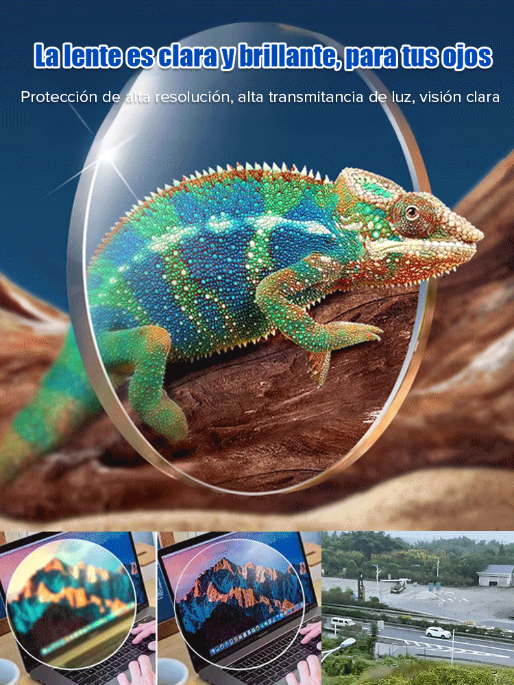 Gafas progresivas inteligentes sin marco con corte de diamante y protección contra luz azul