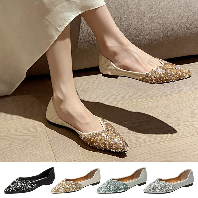 キラキラポインテッドトゥパンプス