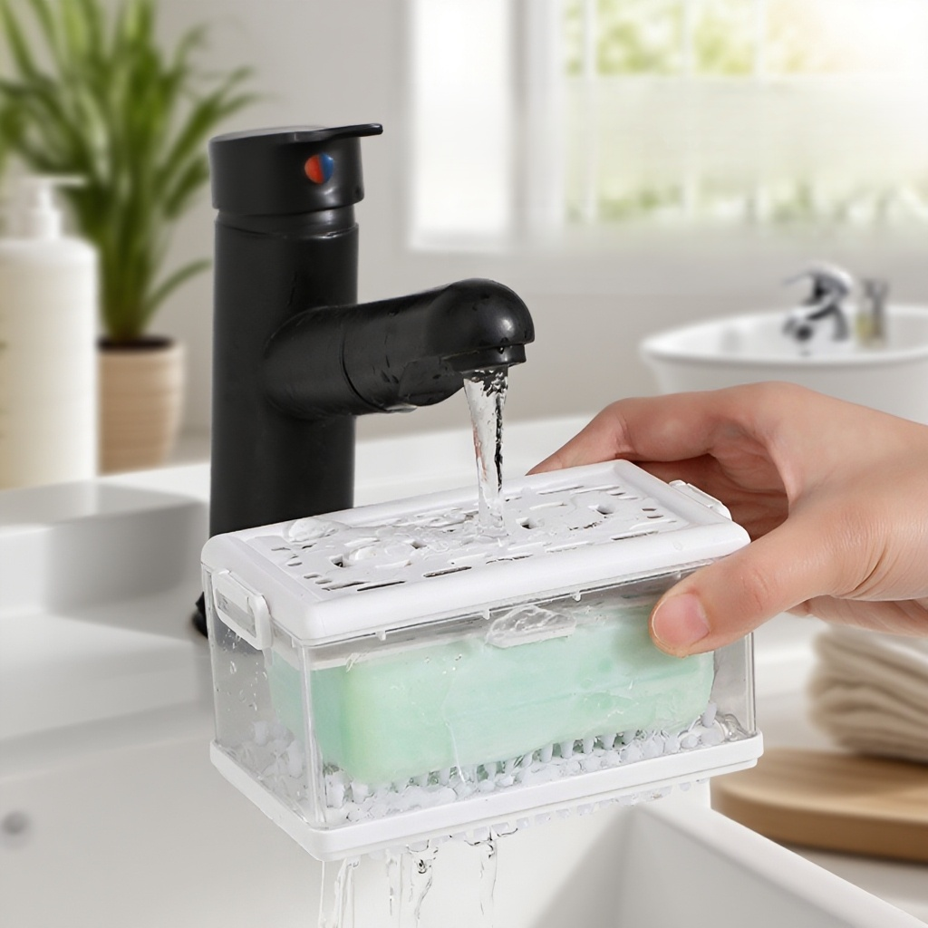 Foaming laundry soap box with brush