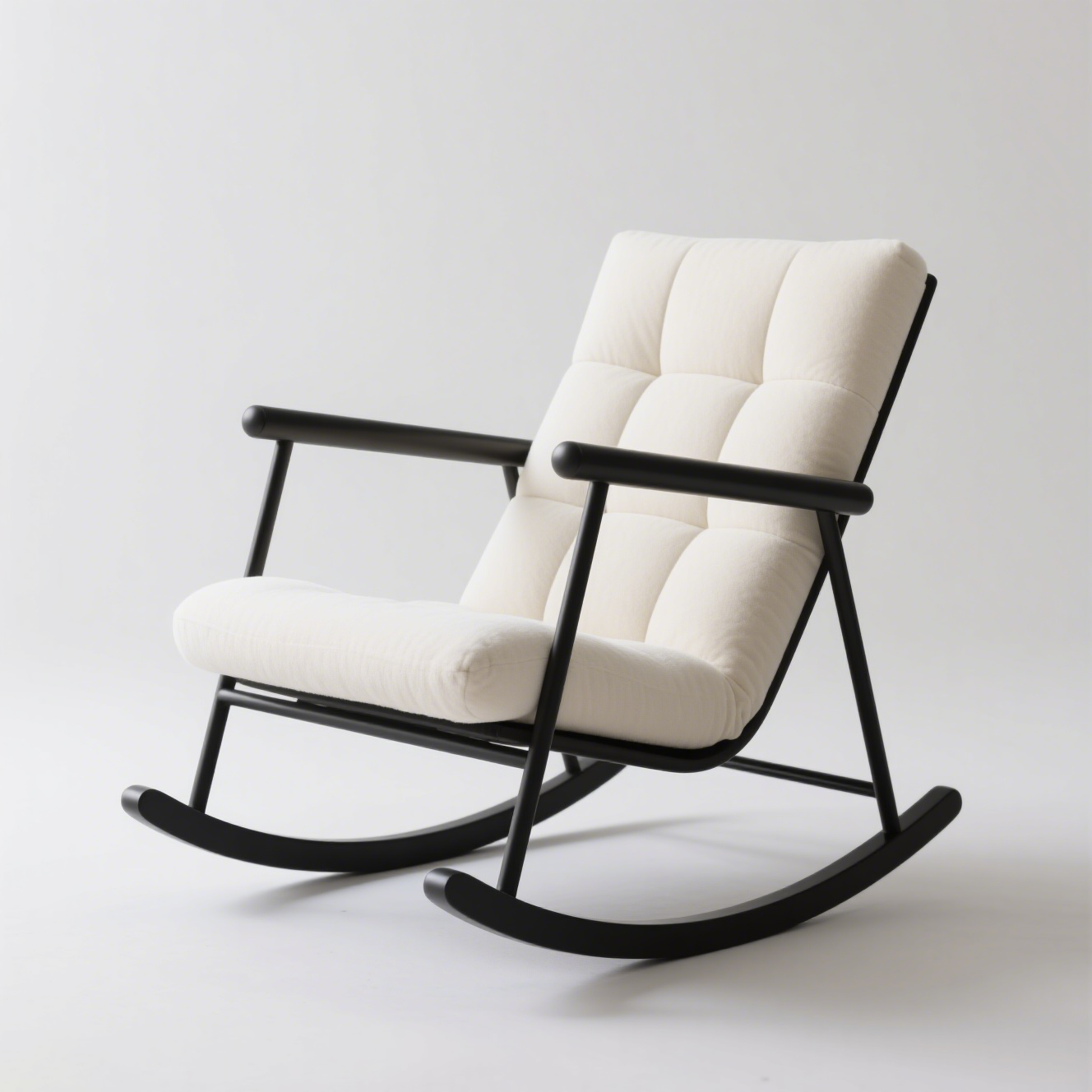 Silla mecedora cómoda con tapizado y estructura de acero inoxidable