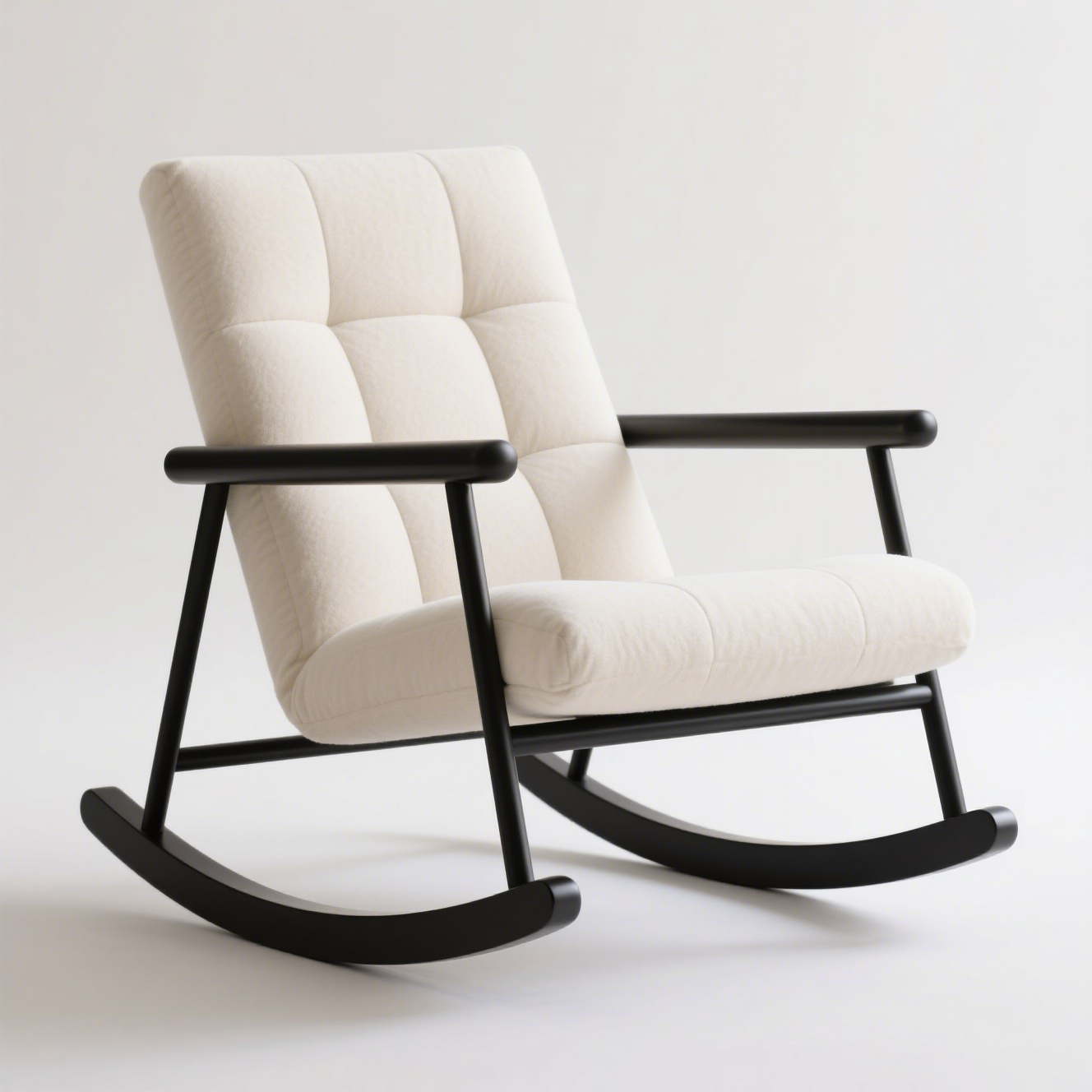 Silla mecedora cómoda con tapizado y estructura de acero inoxidable