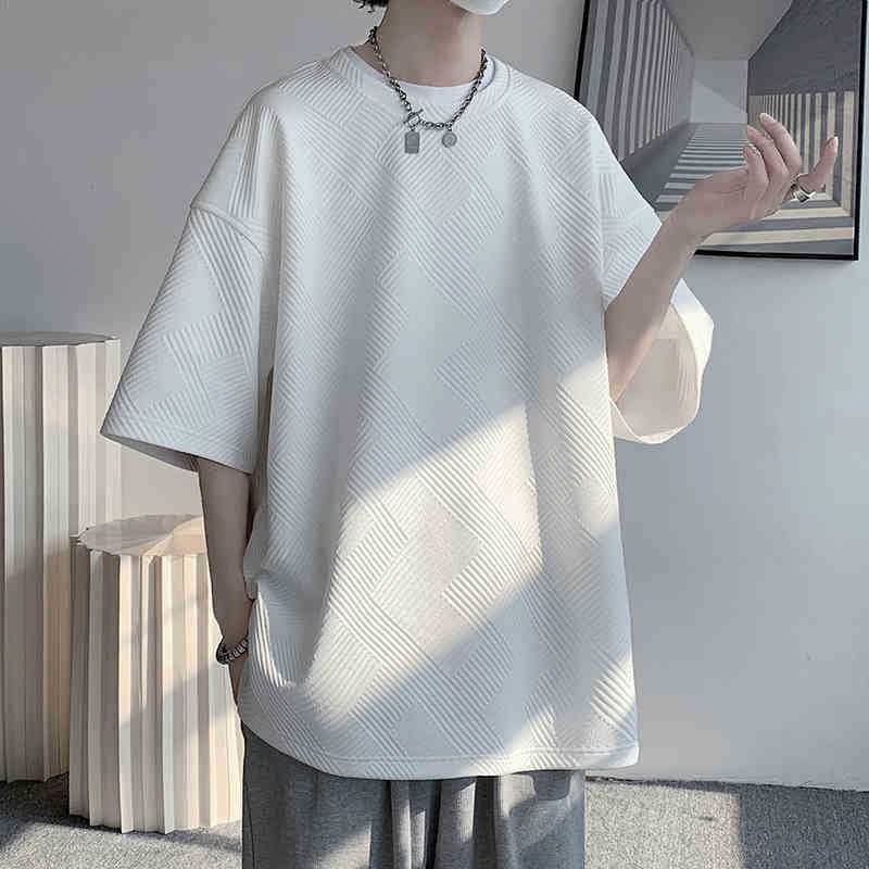 300gアメリカンワッフルヘビーウェイトメンズ夏用Tシャツ、半袖、ビッグサイズ、プラスサイズ、五分袖メンズウェア