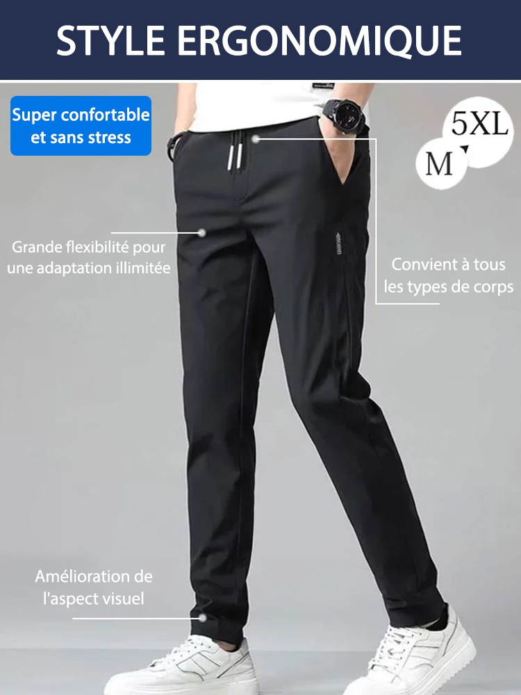 Pantalon décontracté pour hommes en soie glacée