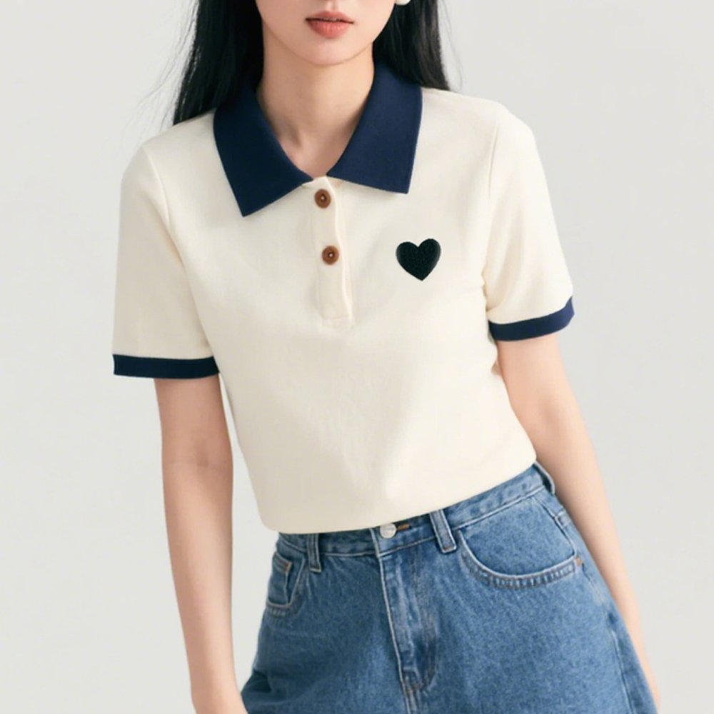 ハート刺繍Tシャツ