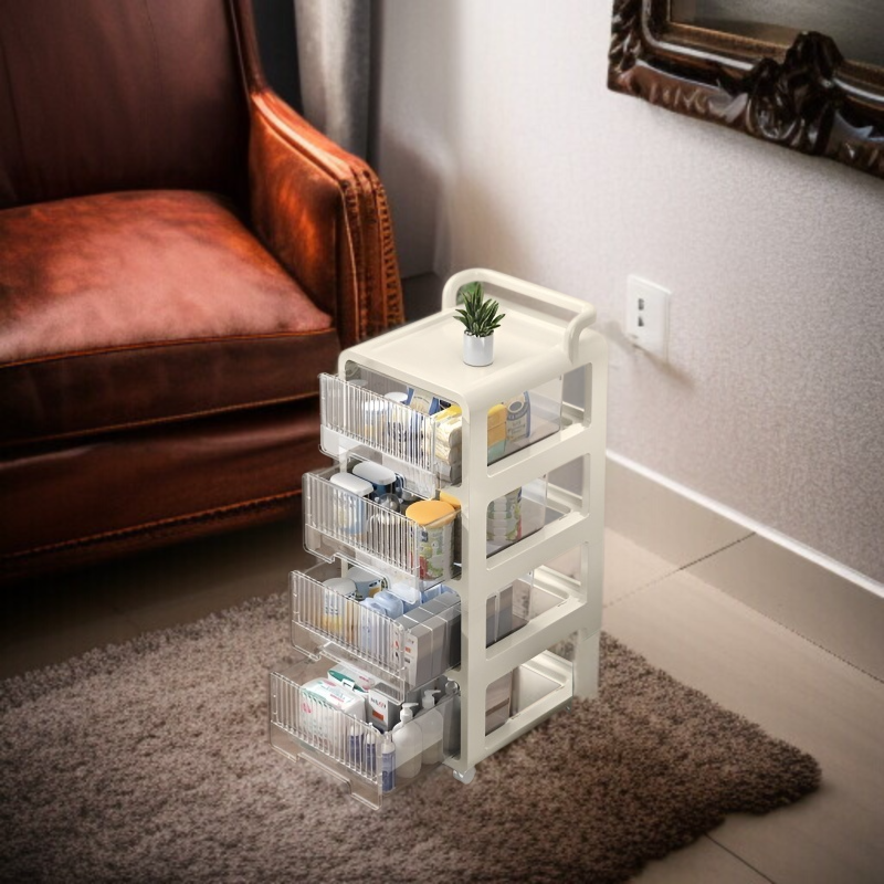 가정용 이동식 선반 다층 속옷 수납 선반 이동식 카트 서랍형 수납장 방진 이동식 선반