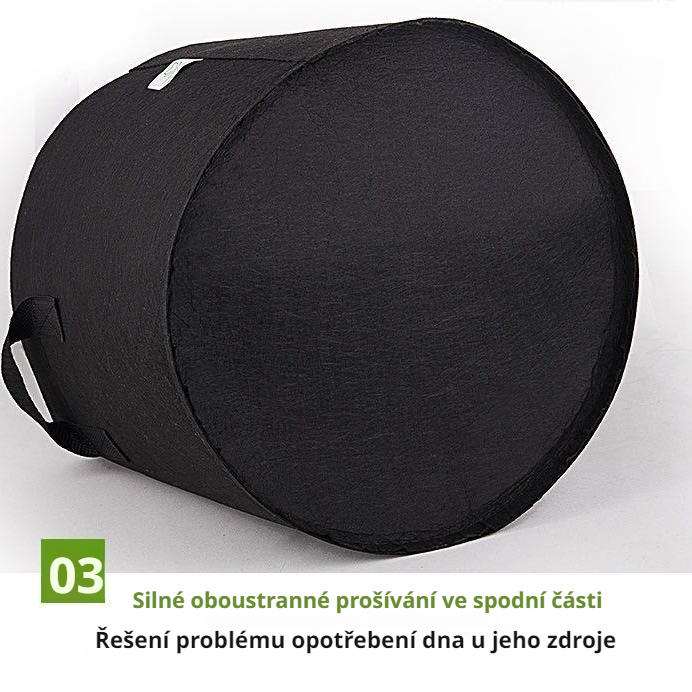 Ukázka drenáže v netkaném pěstitelském sáčku