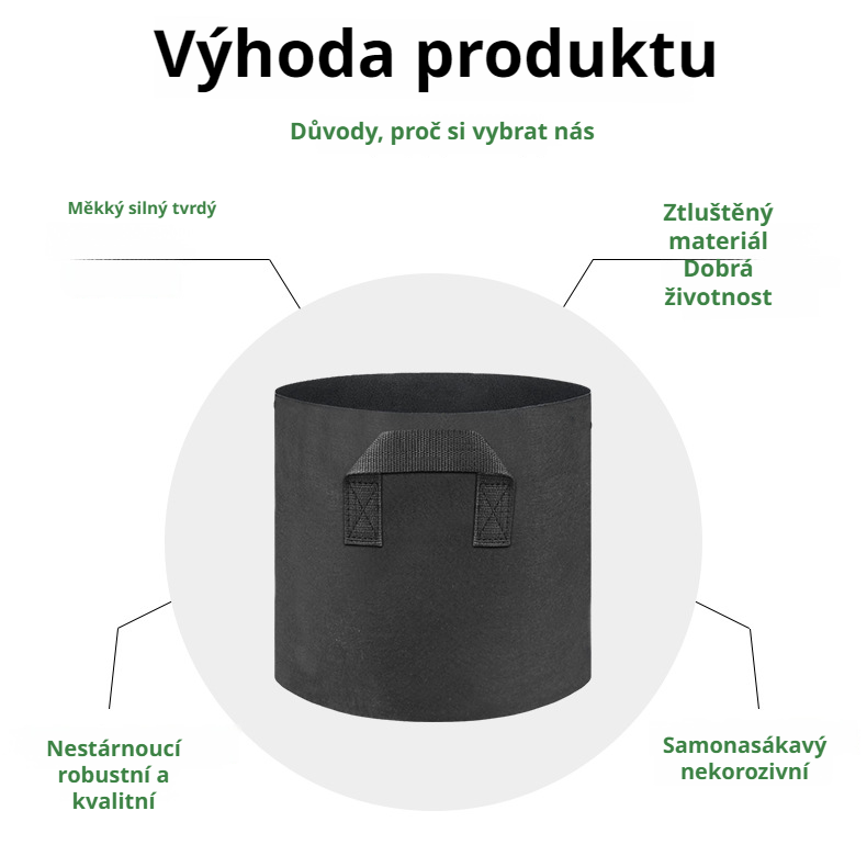 Černý netkaný květináč pro pěstování rostlin