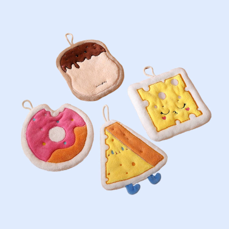 Kitchen cute cartoon hand towel thickened coral velvet quickdrying hand towel hanging hand towel