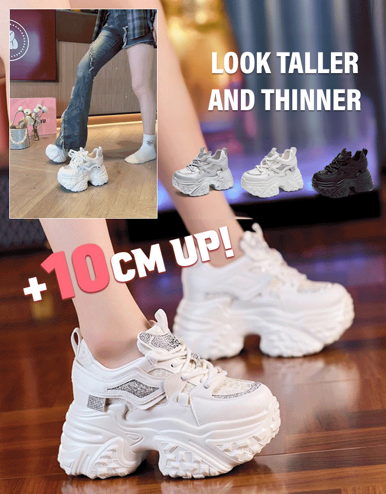 Add 10cm to your height with these rhinestone-embellished chunky dad shoes