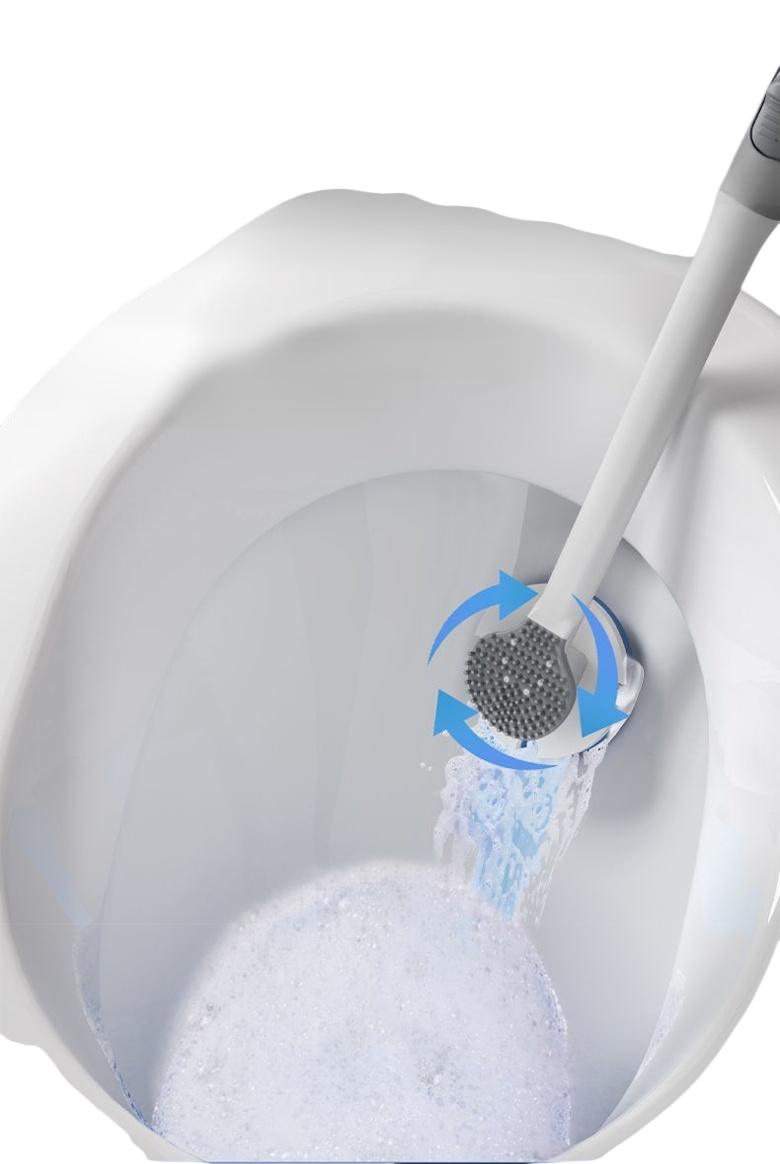 使い捨てトイレブラシの交換可能なヘッド部分の拡大写真