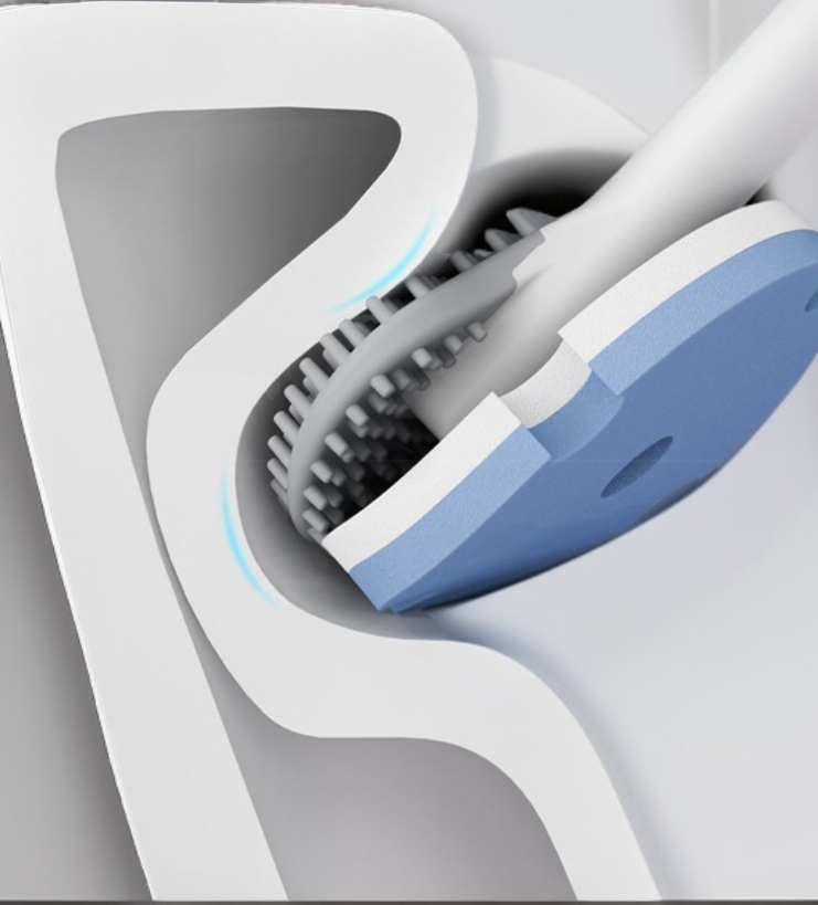 交換可能なブラシヘッド付き使い捨てトイレブラシの全体画像