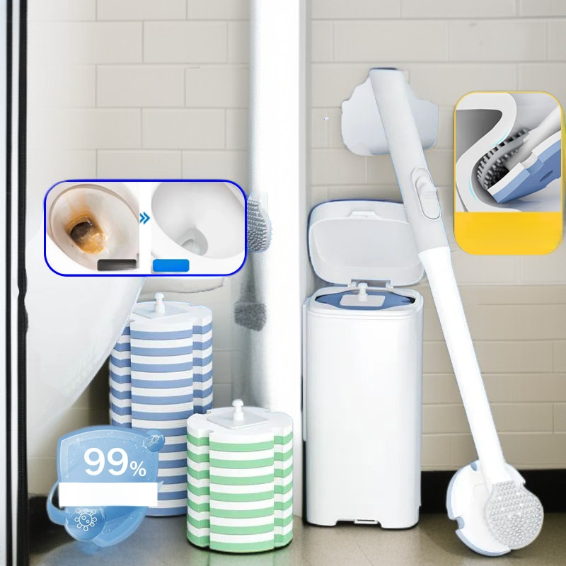 おしゃれなデザインの交換可能ブラシヘッド付きトイレブラシ