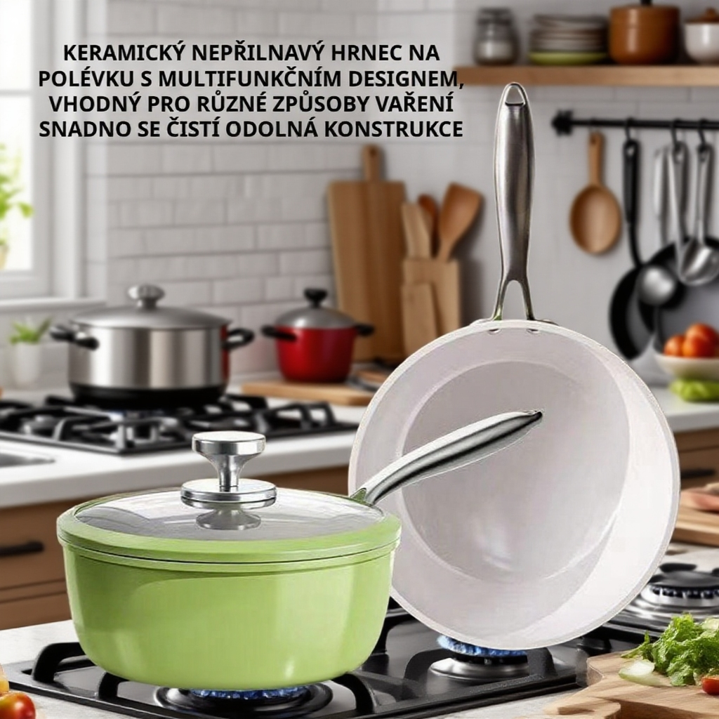 Multifunkční keramický nepřilnavý hrnec na polévku