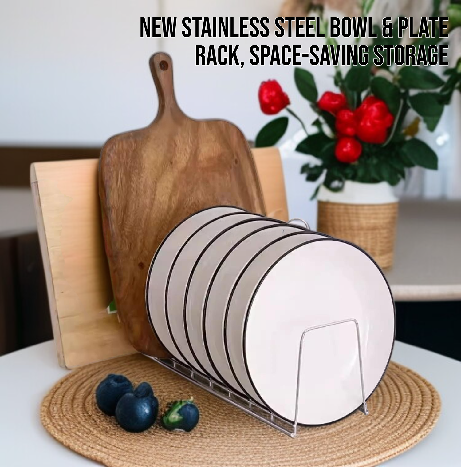 Rust-resistant dish rack for drying plates and bowls