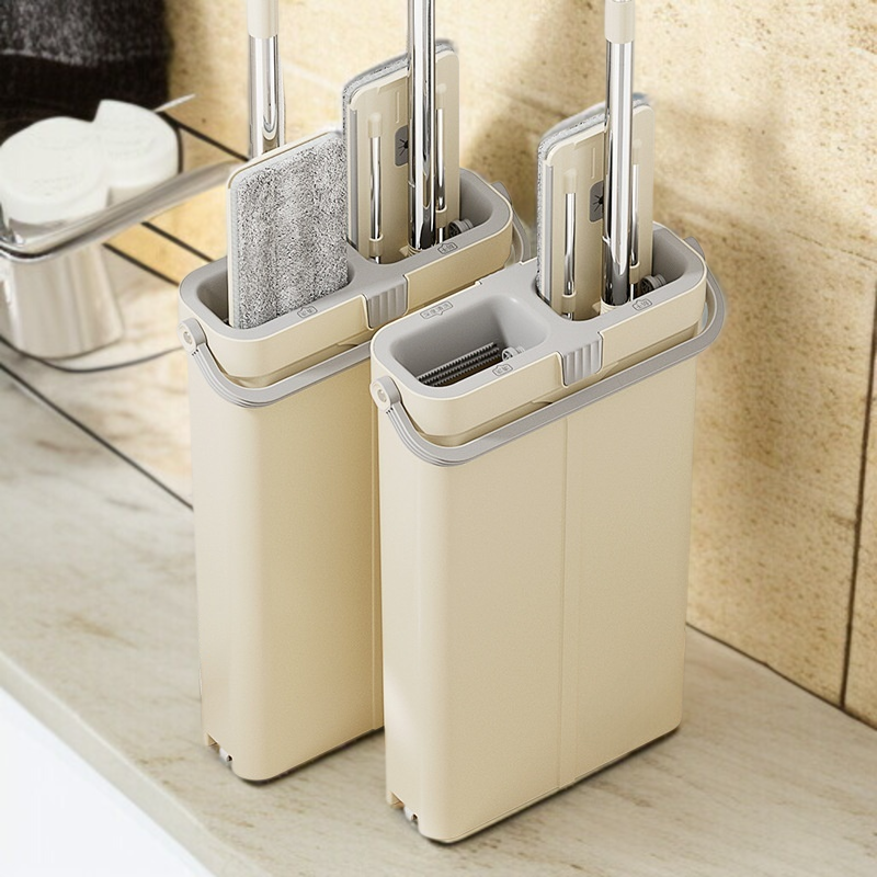 省力モップバケツセット レイジーハンズフリーウェット ドライモップクロス スクレーパーモップバケツセット 家庭用モップセット