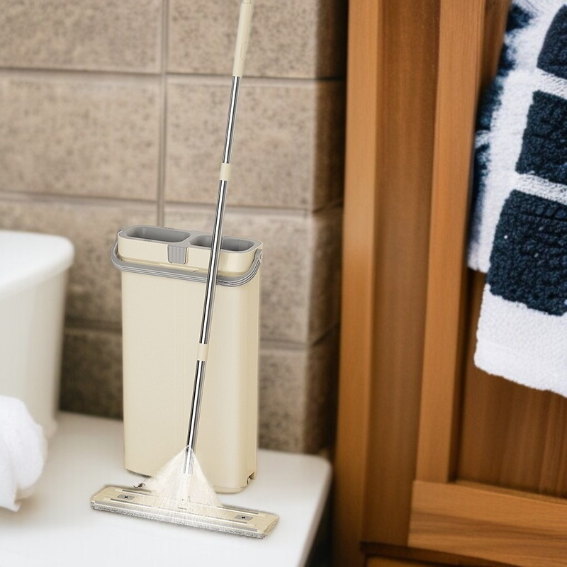 省力モップバケツセット レイジーハンズフリーウェット ドライモップクロス スクレーパーモップバケツセット 家庭用モップセット