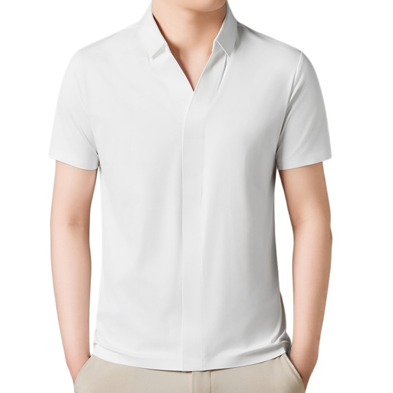 アイスシルク夏用ビジネスカジュアルVネック半袖Tシャツ（メンズ）