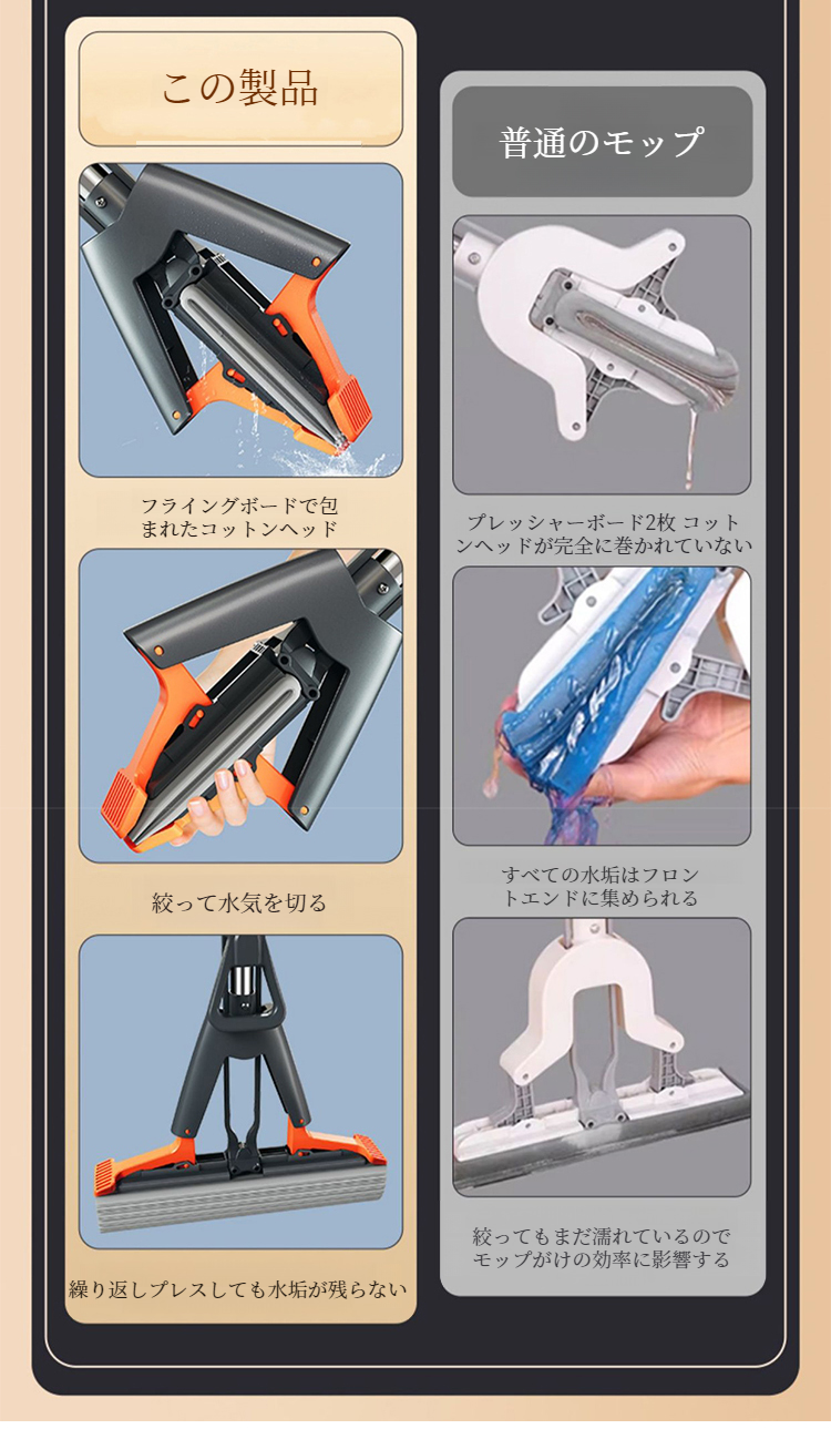 モップヘッドの交換が簡単な構造の画像