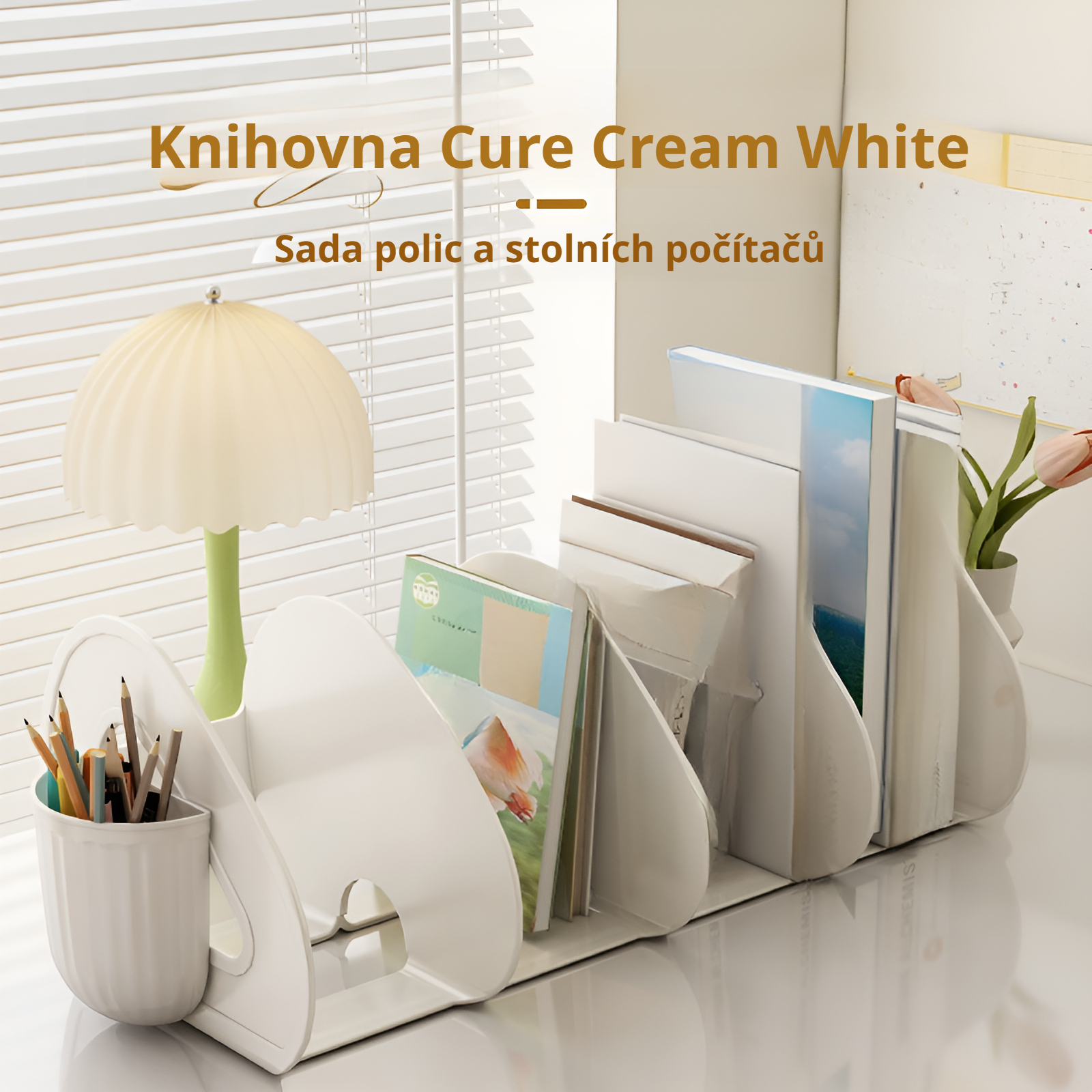 Stolní organizér na knihy a časopisy