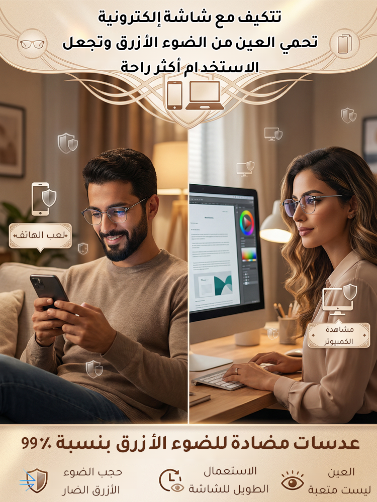 نظارات قراءة أنيقة وخفيفة الوزن وعالية الدقة لحماية العينين