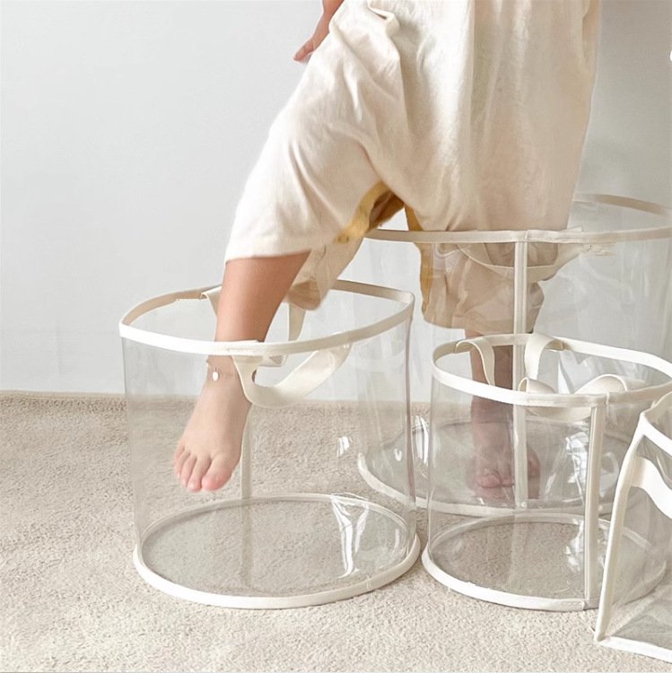 大容量PVC透明雜物手提收納筐