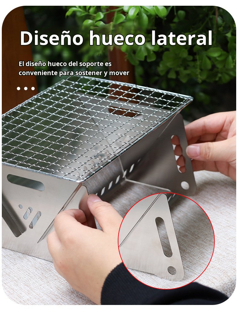 Barbacoa al aire libre usando estufa de carbón portátil