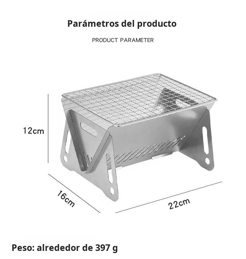Parrilla de barbacoa portátil con comida asándose al carbón