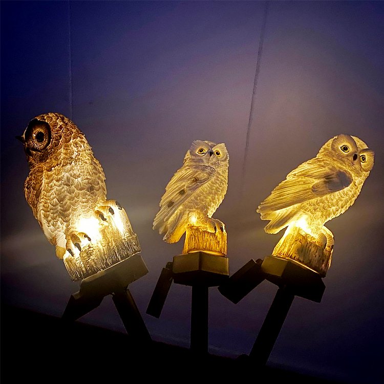 太陽能貓頭鷹鸚鵡LED樹脂燈