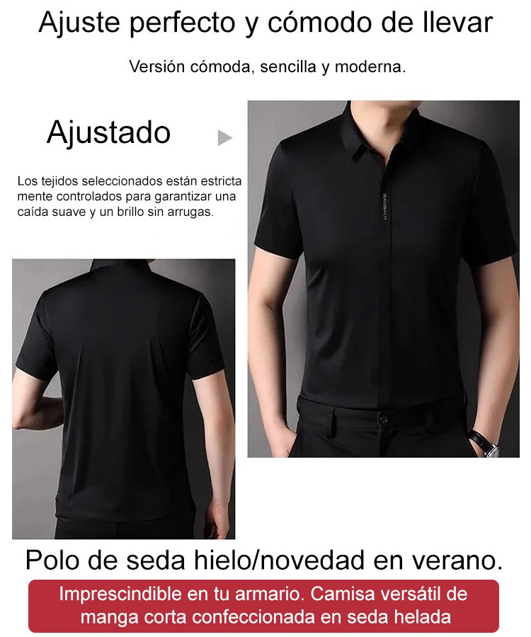 Camisa de manga corta de seda de hielo de alta calidad para hombres