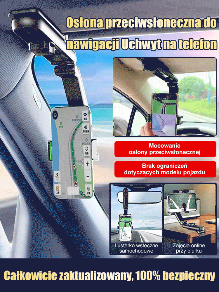Bezpieczny uchwyt na telefon z nawigacją