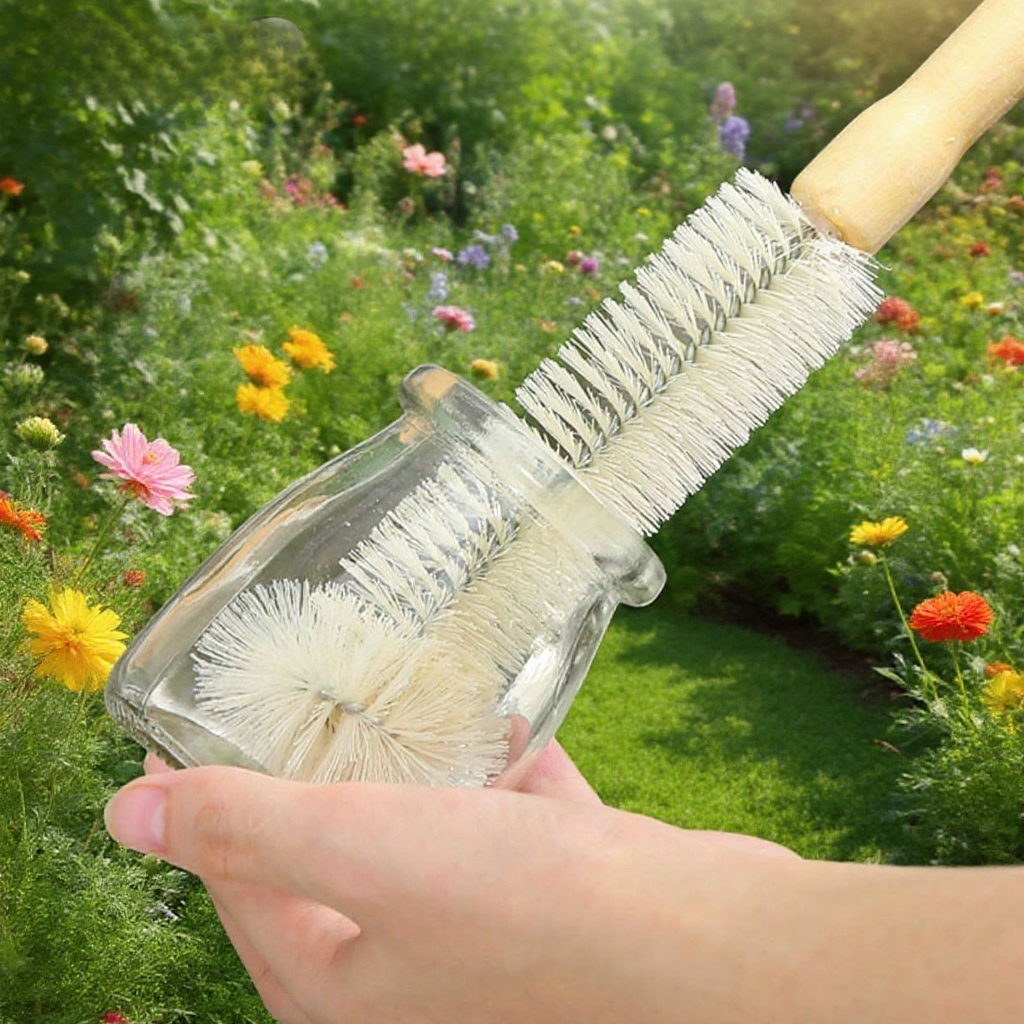 나무 손잡이 긴 손잡이 사각 없는 컵 솔