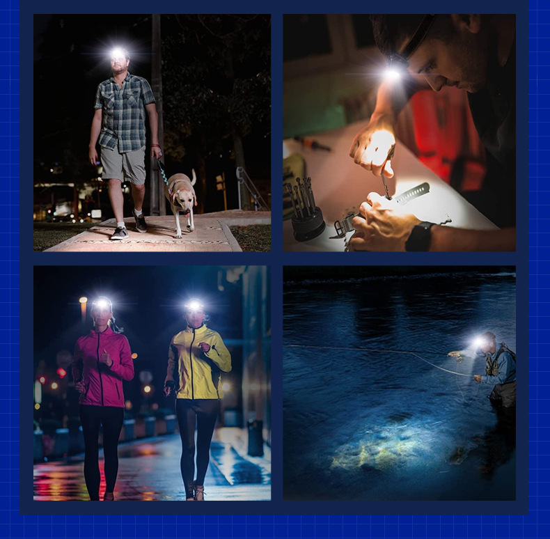 강한 밝기의 헤드램프 빛 조사