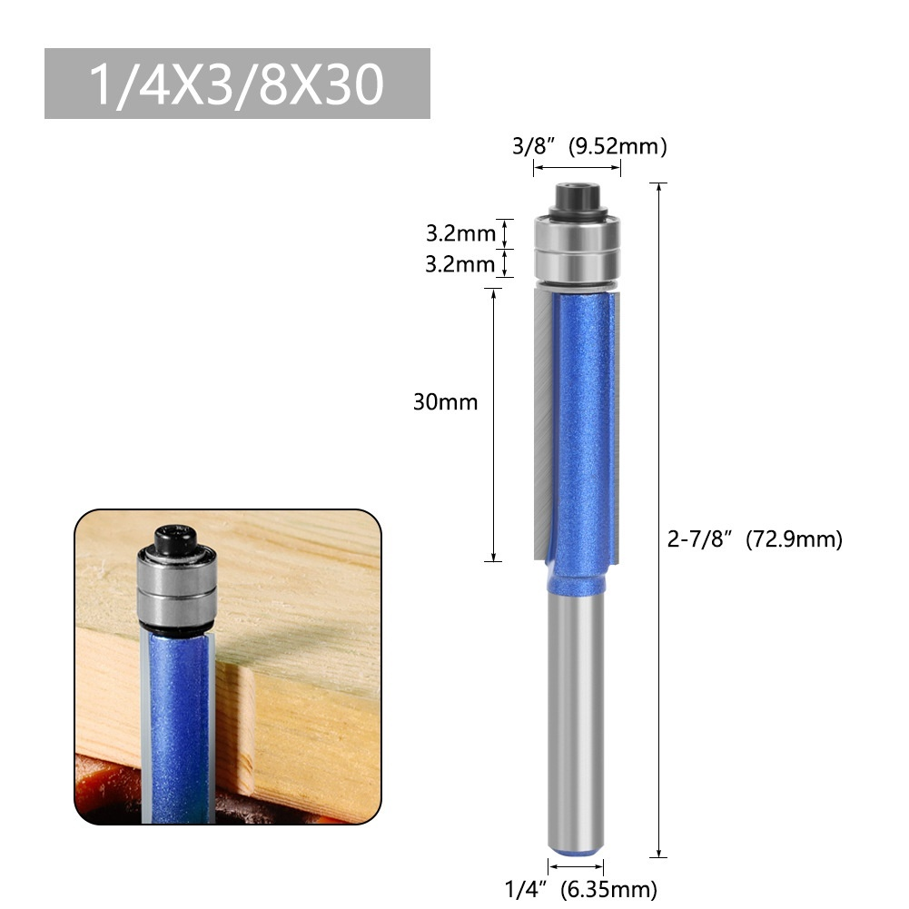 1/4 vástago flash plata azul doble rodamiento recortadora fresa madera doble filo recortadora fresa 