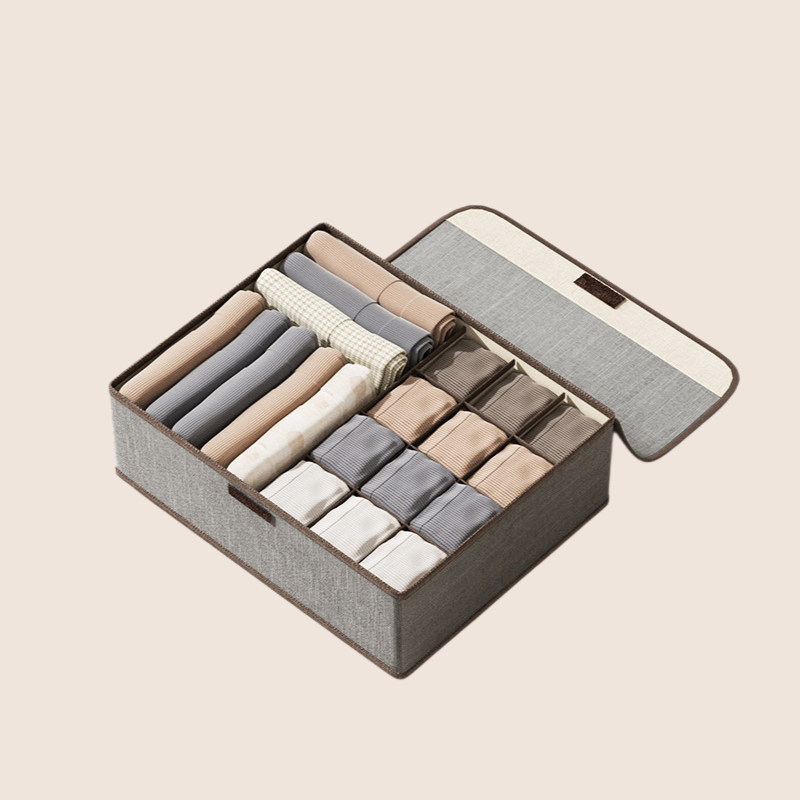 Cotton and linen covered underwear compartment storage box