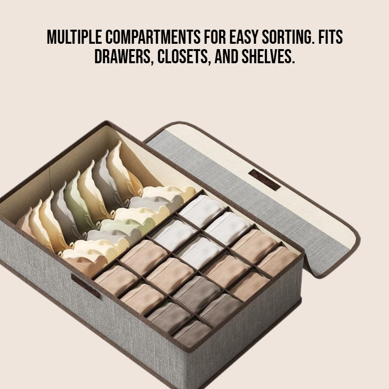 Cotton and linen covered underwear compartment storage box