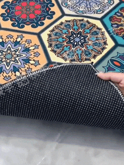 【防滑耐髒】水晶絨北歐復古波斯毯