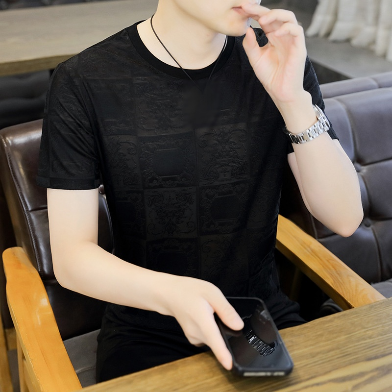 남성 아이스 자가드 반팔