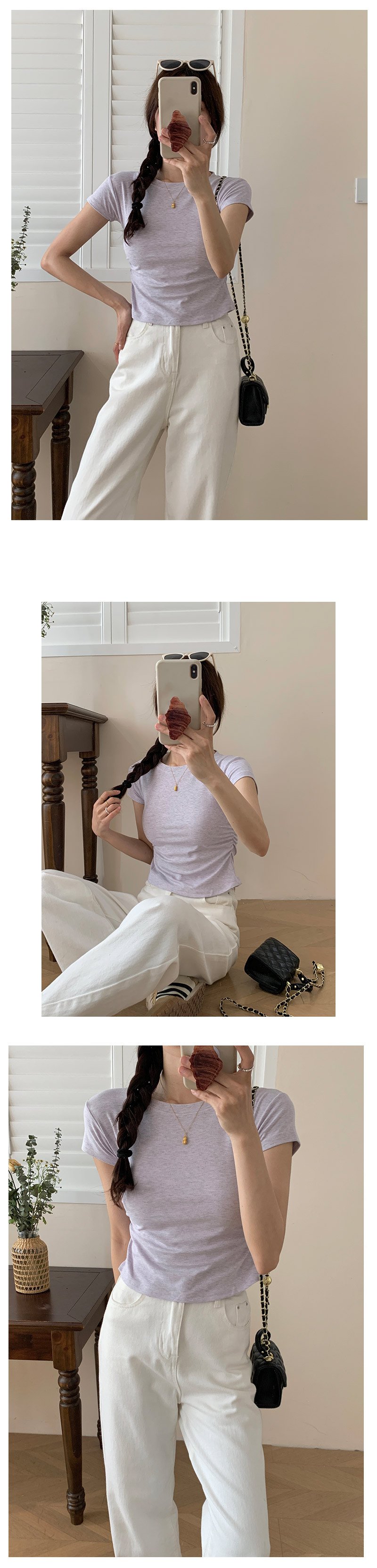 デザイン性の高いシンプルトップス