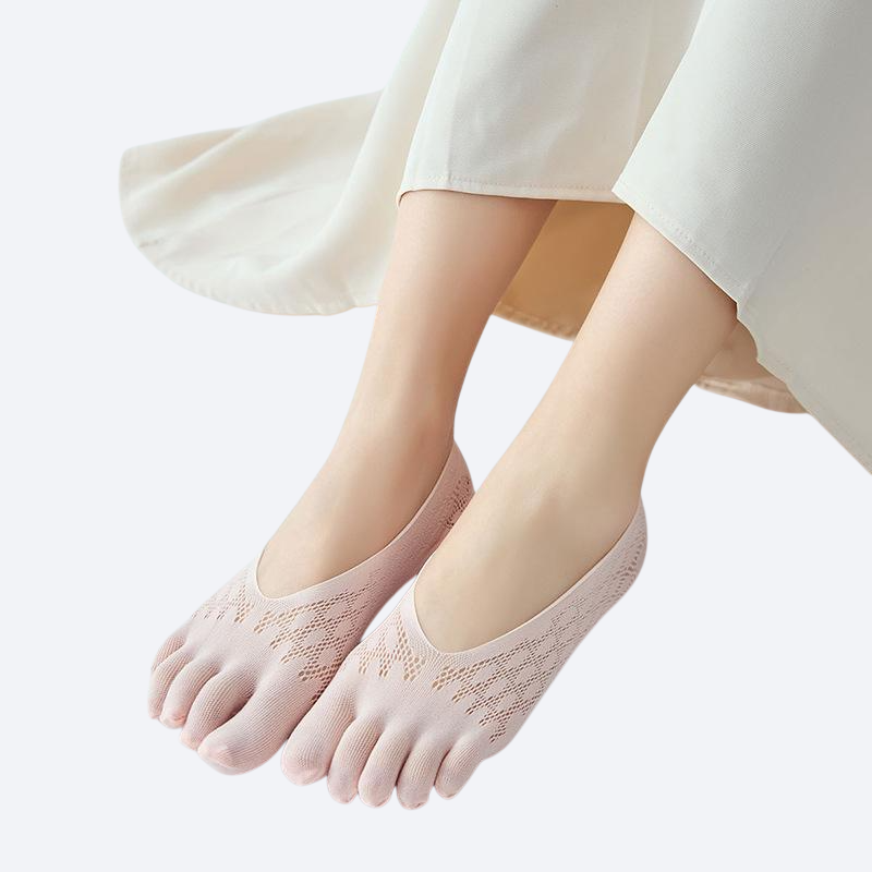 レディース超薄型メッシュ通気五指ソックス