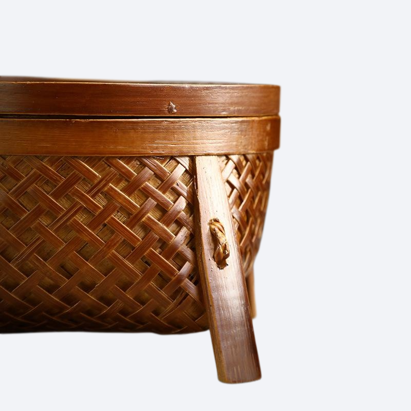 Bamboo woven fruit basket with large round mouth storage basket