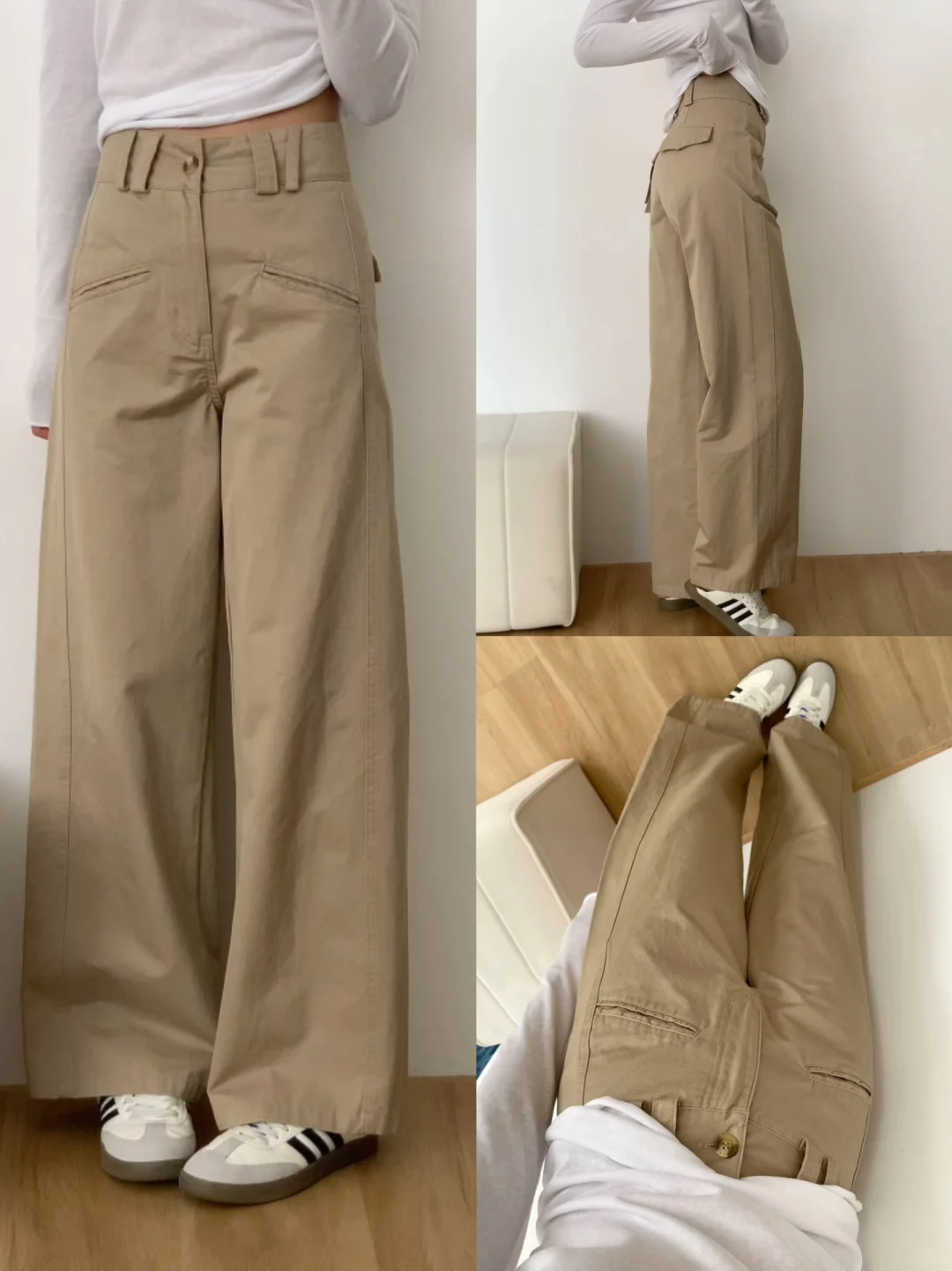 카키 루즈 레이지 스프링 앤 서머 스트레이트 팬츠