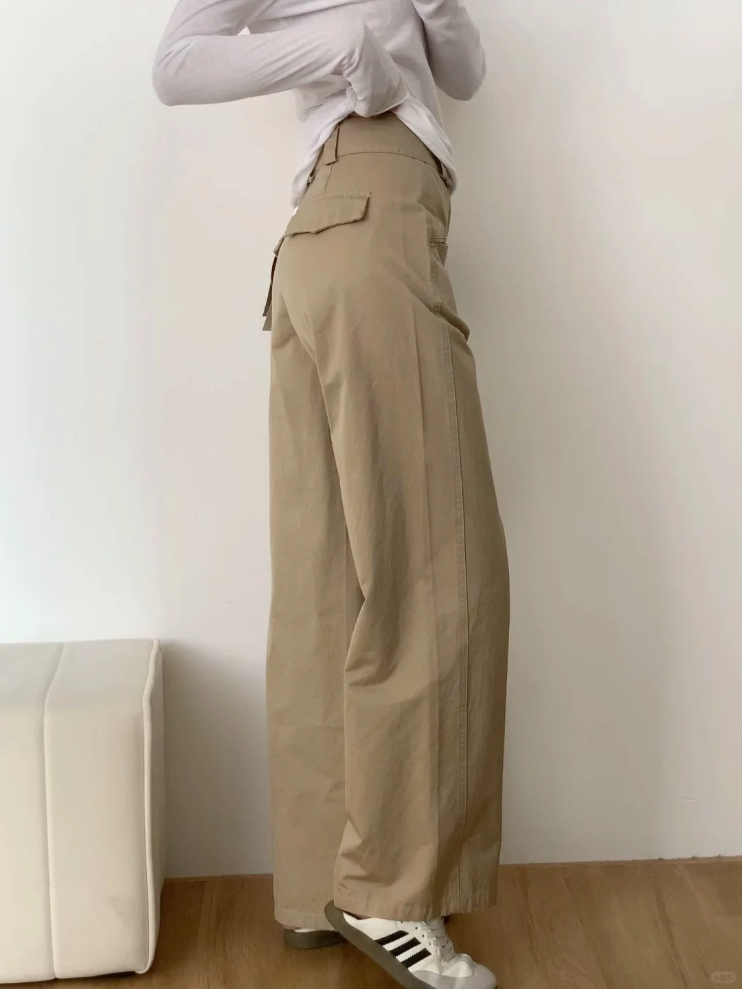 카키 루즈 레이지 스프링 앤 서머 스트레이트 팬츠