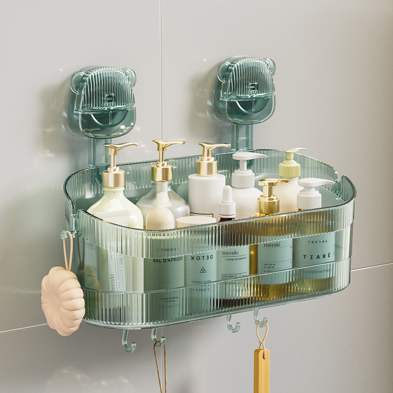 곰돌이 빨판 선반 욕실 라이트 럭셔리 세면대 펀치프리 수납선반 벽걸이 화장품선반 편리한 세면대 벽걸이 수납함