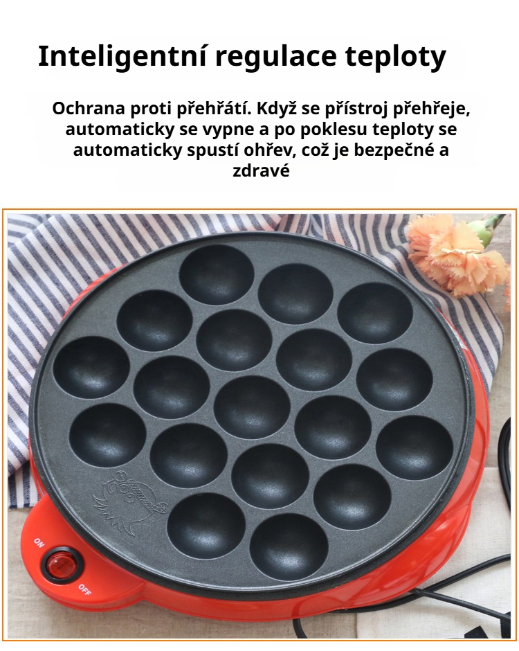 Detail pečící desky pro výrobu kuliček z chobotnice